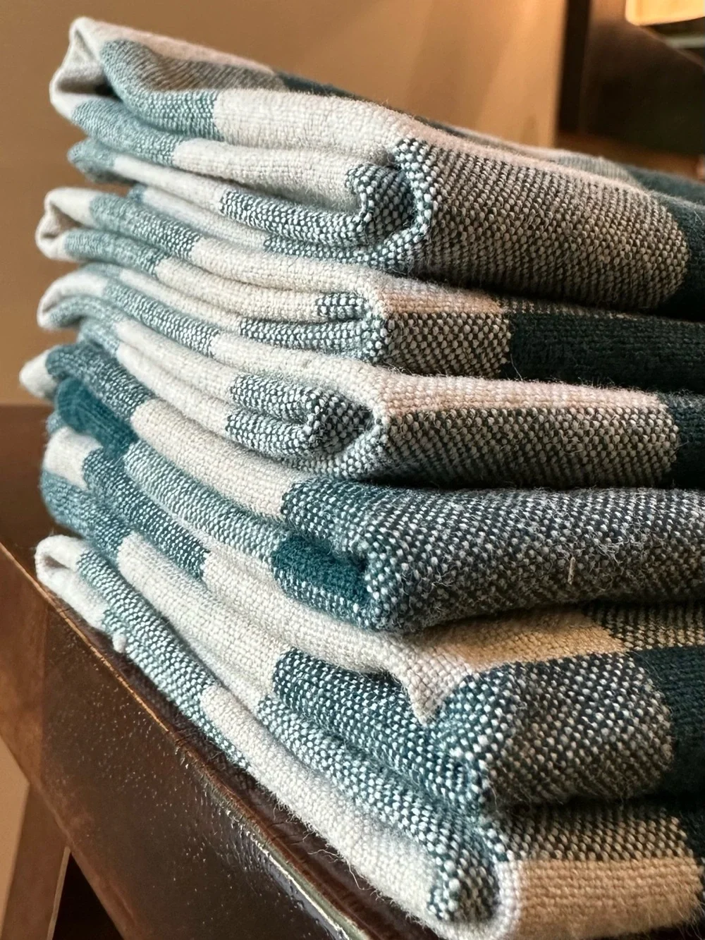Plaid • cloth napkins • green and eggshell white • set of 6
